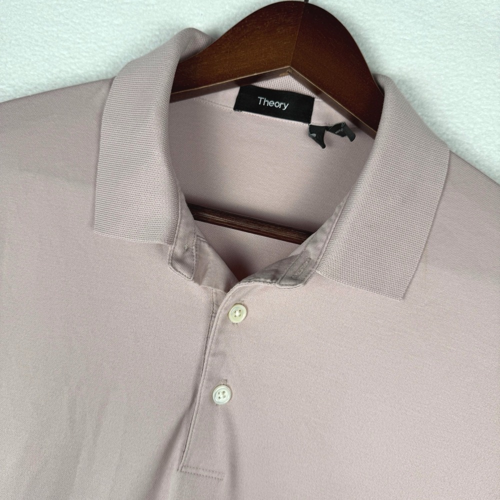 Theory Polo Shirt Mens Small Pink Atlas Pique 2 Short Sleeve Cotton Blend Pima